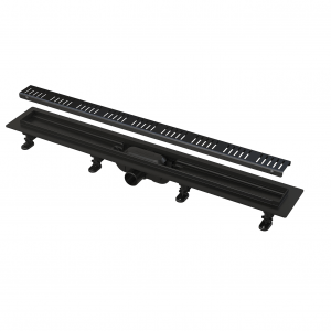 ALCAPLAST slivnik sa resetkom 650mm, CRNI (MAT)