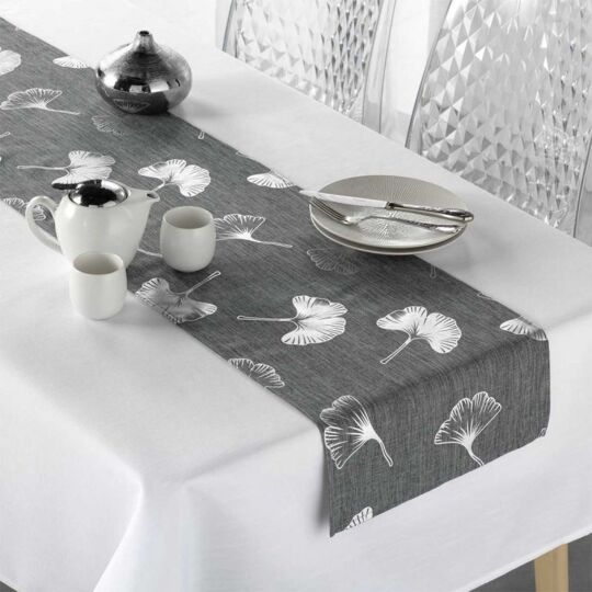 EUPHORIA raner za sto 140x250/35x140 bijeli/sivi/srebro