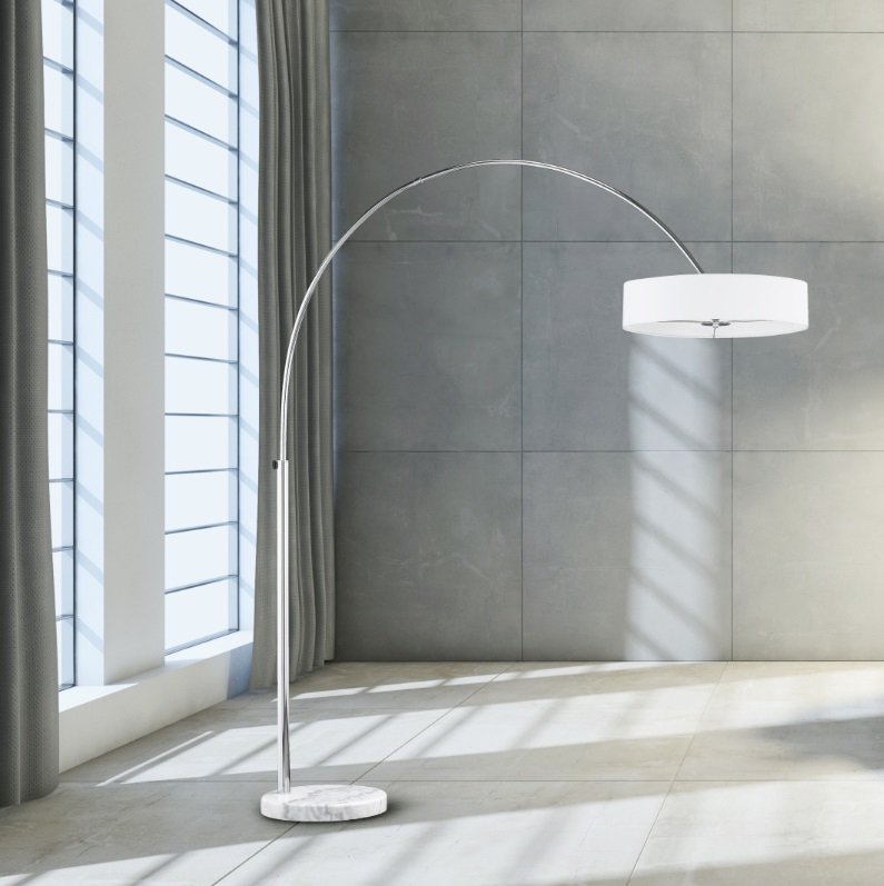 PEREZ podna lampa hrom/bijela 50x200cm, 3x E27 · max. 60W