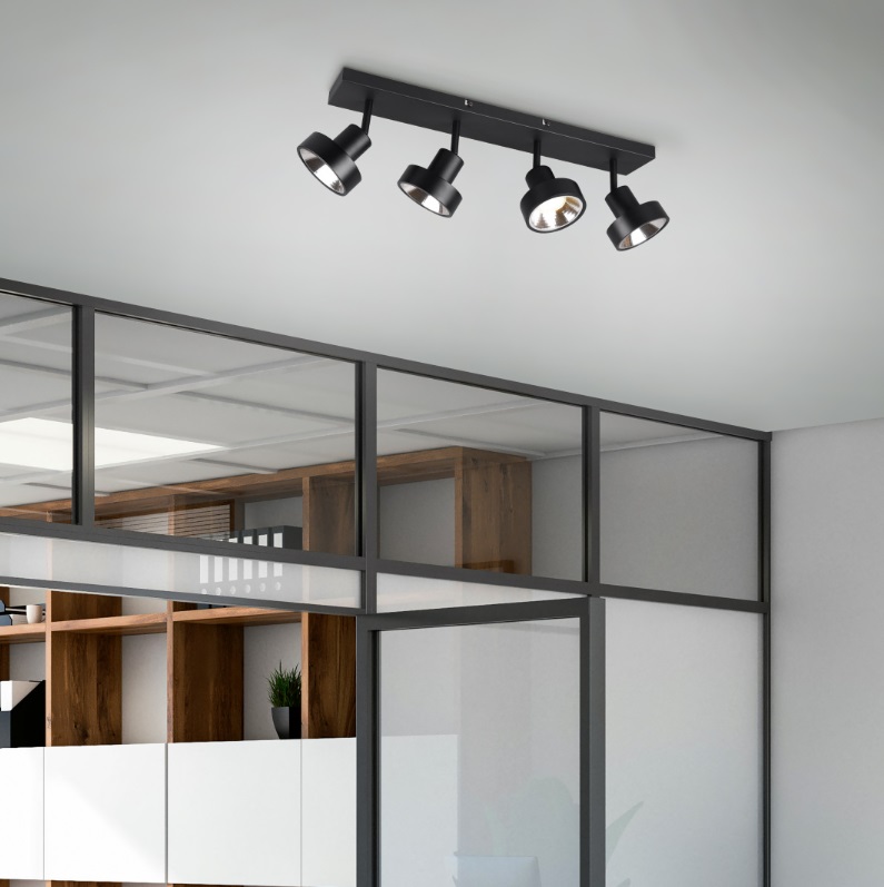 LEON spot lampa crna mat 60x19cm, 4x GU10 · max. 35W