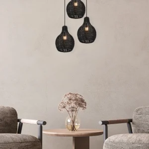 SPROUT visilica black rattan 30x150cm, 3x E14 · max. 40W