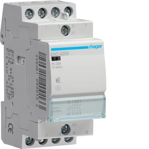 BEŠUMNI KONTAKTOR 25A,4K.O. 230V AC HAGER - ESC425S