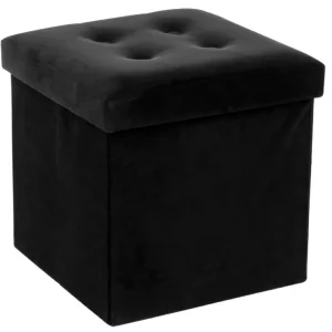 LYSANDRE SKLOPIVI TABURE SA POKLOPCEM 37.8x37.8x37.8cm CRNI