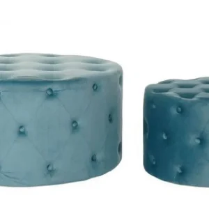 SET TABUREA 2 MDF 80X80X42 VELVET BLUE